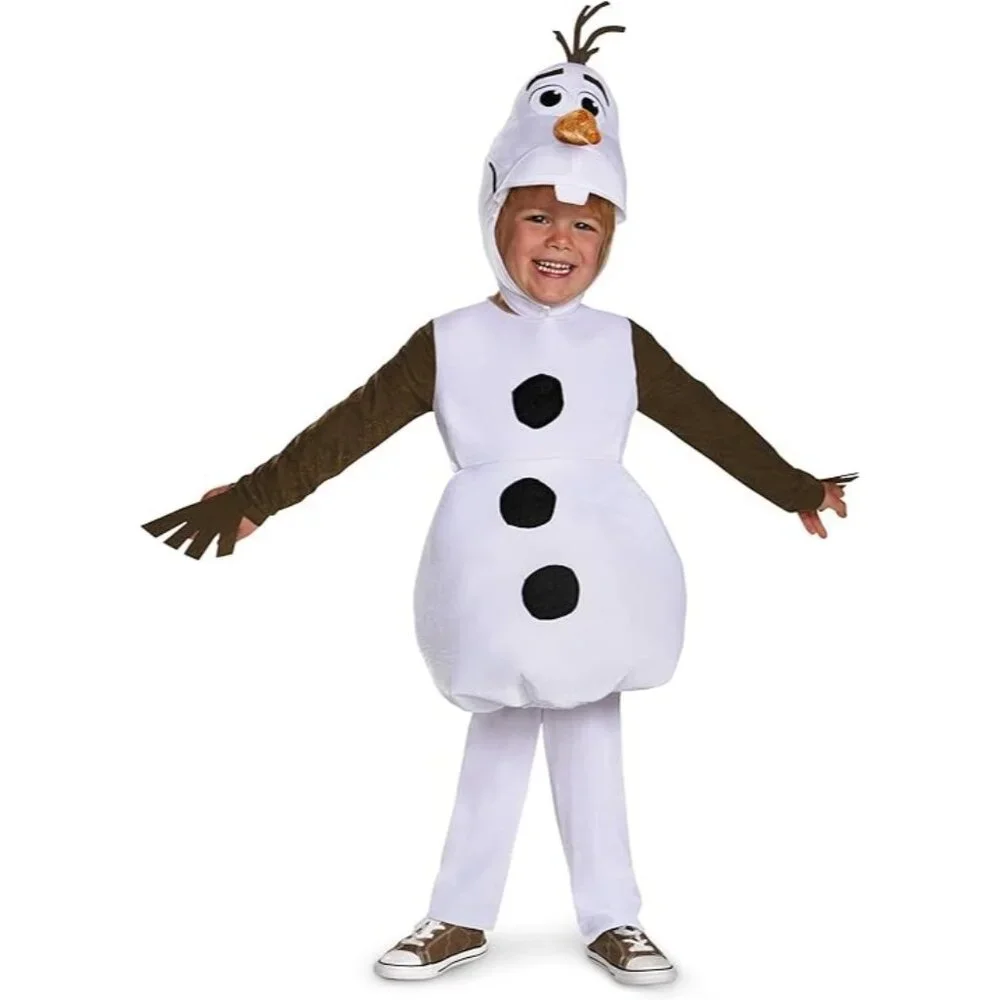 Frozen Olaf Costume Toddler 3T-4T Snowman Plush Belly Hood Disney Disguise 2 Kid - Picture 2 of 6